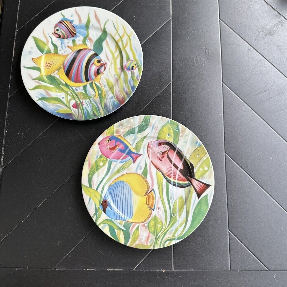 Email de Limoges Marino l. Godinger Tropical Fish Set of 2 Plates
